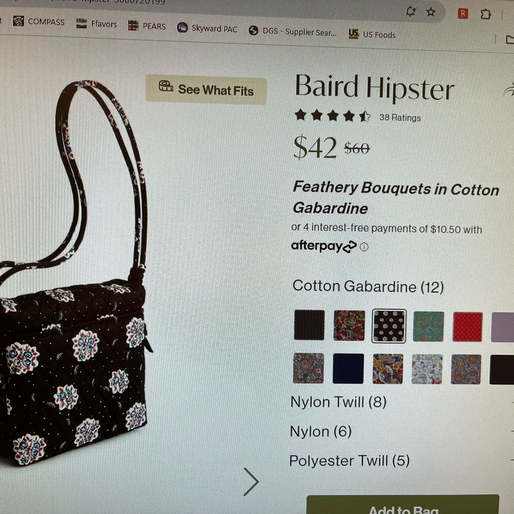 VERA BRADLEY BAIRD HIPSTER Gaberdine Crossbody bag NWOT - Picture 16 of 16